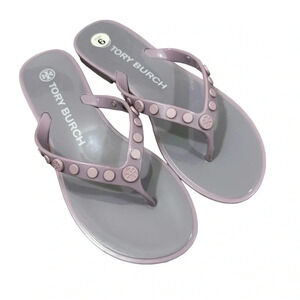 Tory Burch Sedona Rose Studded Jelly Purple Thong Sandals 6